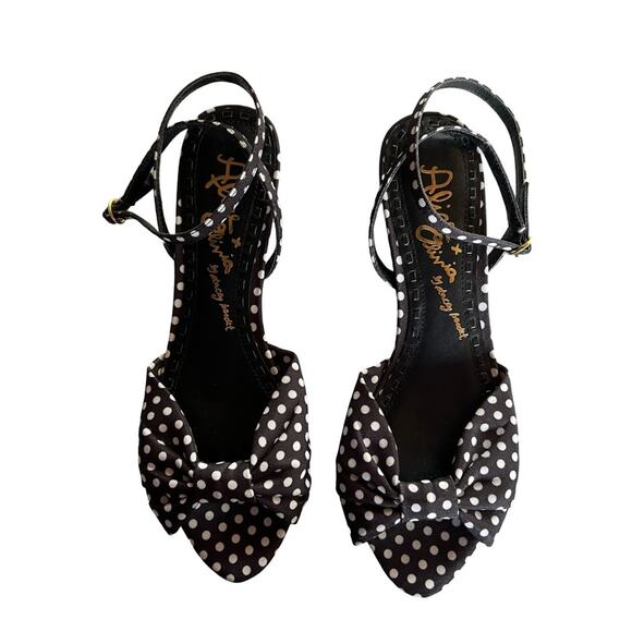 NEW Alice + Olivia Polka Dot Low Wedge Strappy Sandals Sz 39 - Picture 3 of 11